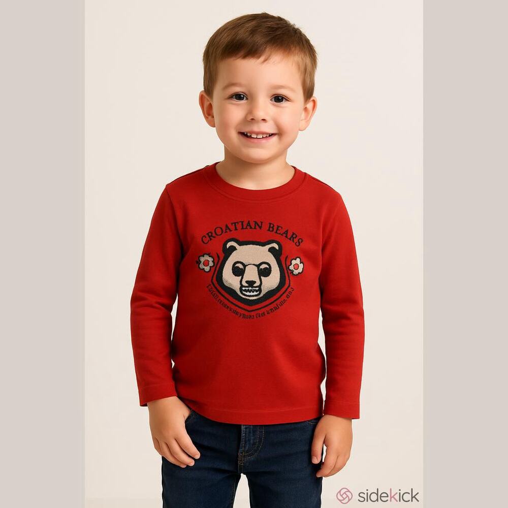 Tea Collection Boys Shirt Size 6-12 Mo Croatian Bears Red Soccer Long Sleeve NEW